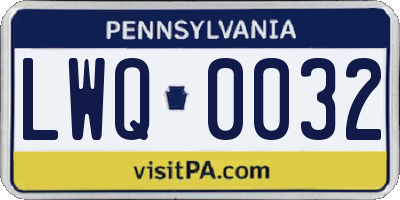 PA license plate LWQ0032