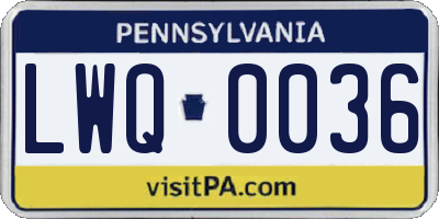 PA license plate LWQ0036