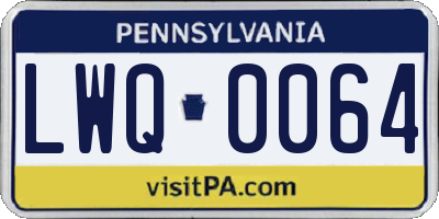 PA license plate LWQ0064