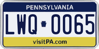 PA license plate LWQ0065