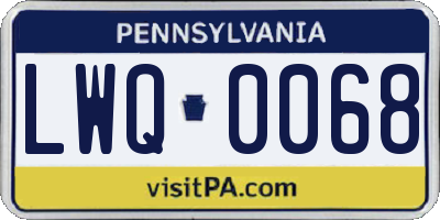 PA license plate LWQ0068