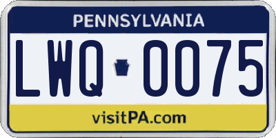 PA license plate LWQ0075
