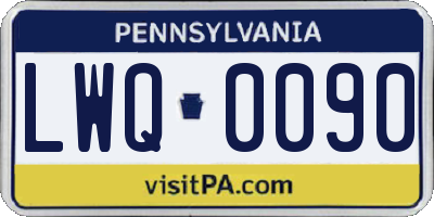 PA license plate LWQ0090