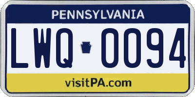 PA license plate LWQ0094