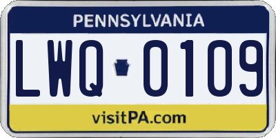 PA license plate LWQ0109