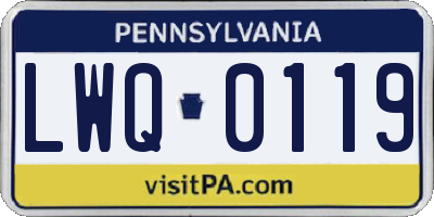 PA license plate LWQ0119