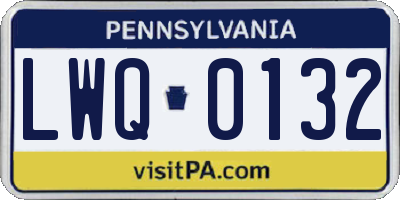 PA license plate LWQ0132