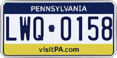 PA license plate LWQ0158