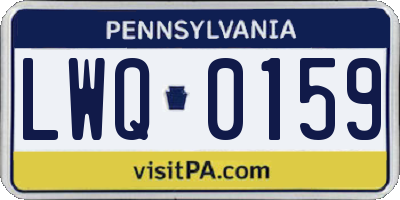 PA license plate LWQ0159