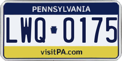 PA license plate LWQ0175