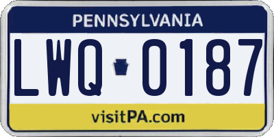PA license plate LWQ0187