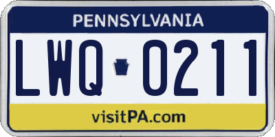 PA license plate LWQ0211
