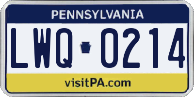 PA license plate LWQ0214