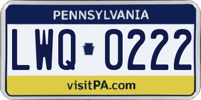 PA license plate LWQ0222