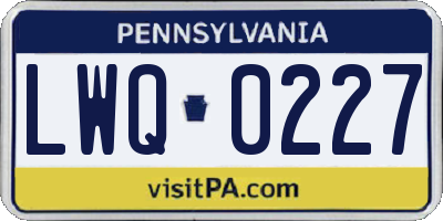 PA license plate LWQ0227