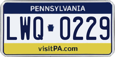PA license plate LWQ0229