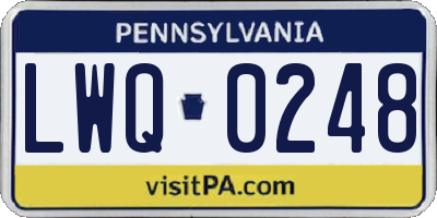 PA license plate LWQ0248
