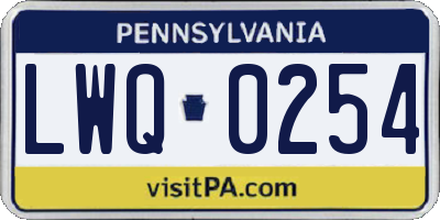 PA license plate LWQ0254