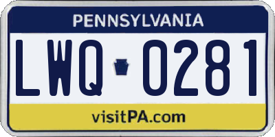 PA license plate LWQ0281