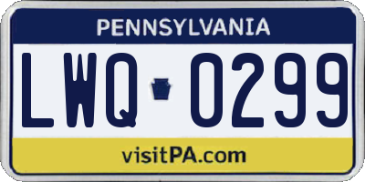 PA license plate LWQ0299