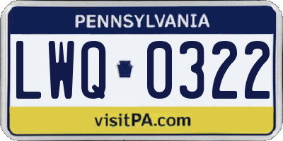 PA license plate LWQ0322