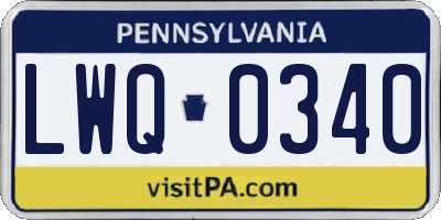 PA license plate LWQ0340