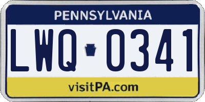 PA license plate LWQ0341