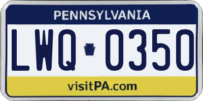 PA license plate LWQ0350