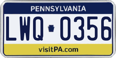 PA license plate LWQ0356