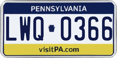 PA license plate LWQ0366