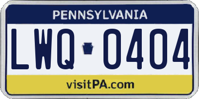 PA license plate LWQ0404