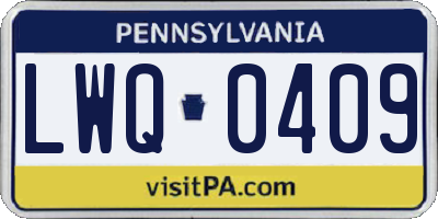 PA license plate LWQ0409