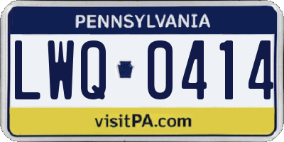 PA license plate LWQ0414