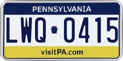 PA license plate LWQ0415
