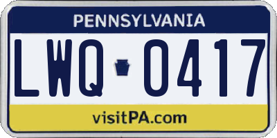 PA license plate LWQ0417