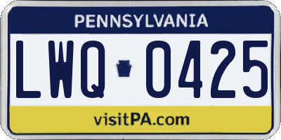 PA license plate LWQ0425