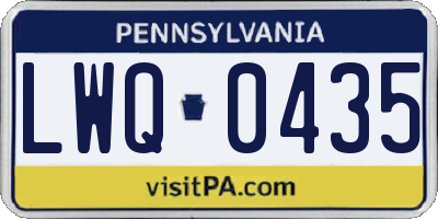 PA license plate LWQ0435
