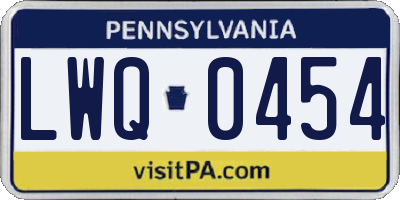 PA license plate LWQ0454