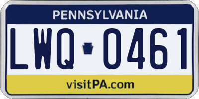 PA license plate LWQ0461