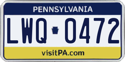 PA license plate LWQ0472