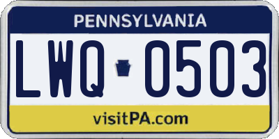 PA license plate LWQ0503