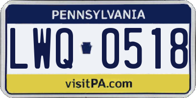 PA license plate LWQ0518