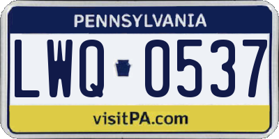 PA license plate LWQ0537