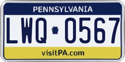 PA license plate LWQ0567