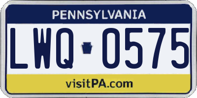PA license plate LWQ0575