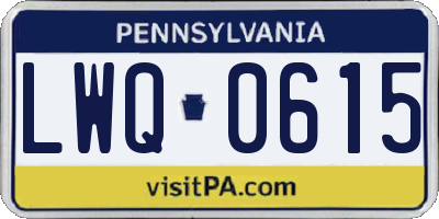 PA license plate LWQ0615