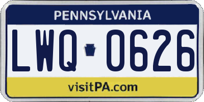 PA license plate LWQ0626