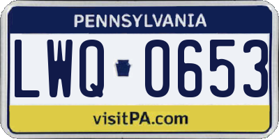 PA license plate LWQ0653
