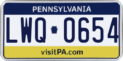PA license plate LWQ0654