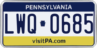 PA license plate LWQ0685